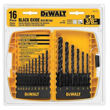 Drill Bit Set HSS Assorted Black Oxide by USA Dewalt Pilot Point Drill Bits