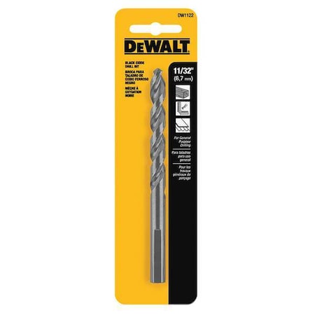 Drill Bit HSS 11/32in. Black Oxide by USA Dewalt Pilot Point Drill Bits