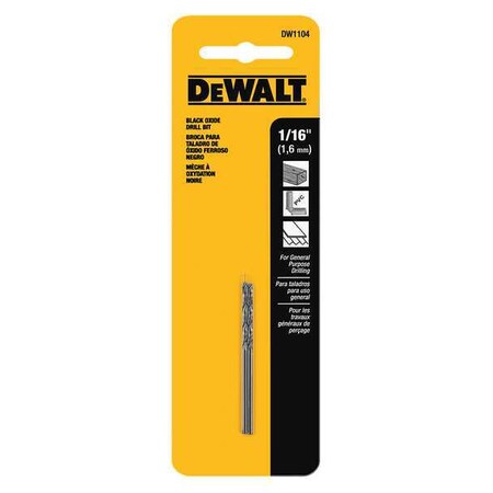 Drill Bit HSS 1/16in. Black Oxide PK2 by USA Dewalt Pilot Point Drill Bits