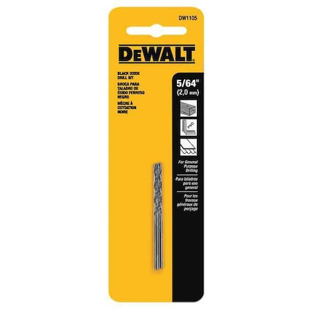Drill Bit HSS 5/64in. Black Oxide PK2 by USA Dewalt Pilot Point Drill Bits