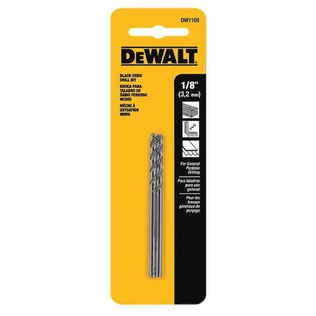 Drill Bit HSS 1/8in. Black Oxide PK2 by USA Dewalt Pilot Point Drill Bits