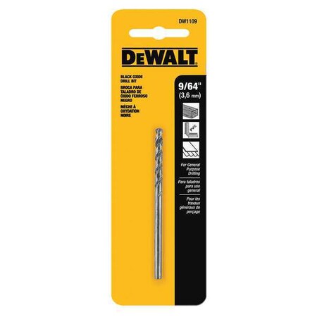 Drill Bit HSS 9/64in. Black Oxide by USA Dewalt Pilot Point Drill Bits