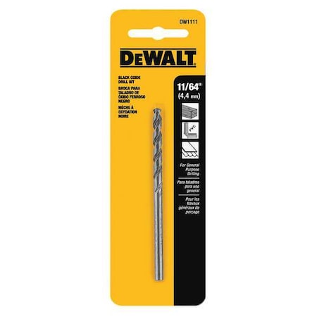 Drill Bit HSS 11/64in. Black Oxide by USA Dewalt Pilot Point Drill Bits