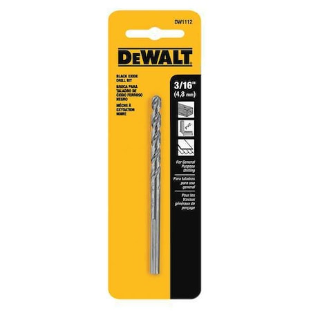 Drill Bit HSS 3/16in. Black Oxide by USA Dewalt Pilot Point Drill Bits