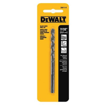 Drill Bit HSS 7/32in. Black Oxide by USA Dewalt Pilot Point Drill Bits