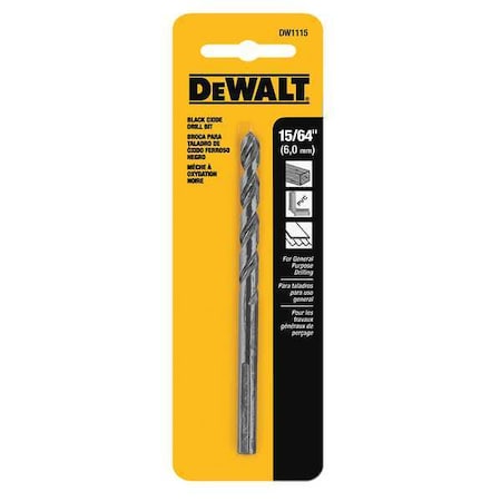 Drill Bit HSS 15/64in. Black Oxide by USA Dewalt Pilot Point Drill Bits