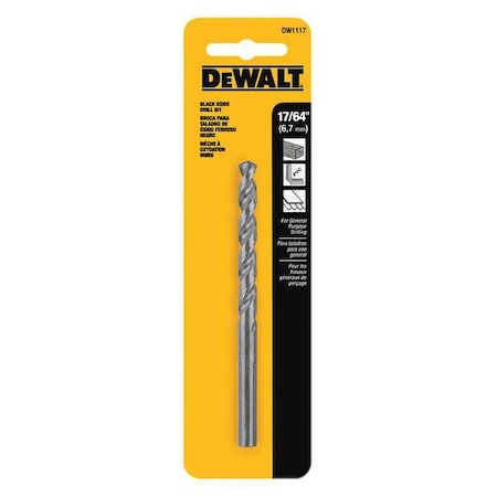 Drill Bit HSS 17/64in. Black Oxide by USA Dewalt Pilot Point Drill Bits