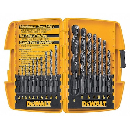 Drill Bit Set HSS Assorted Black Oxide Type DW1167 by USA Dewalt Pilot Point Drill Bits