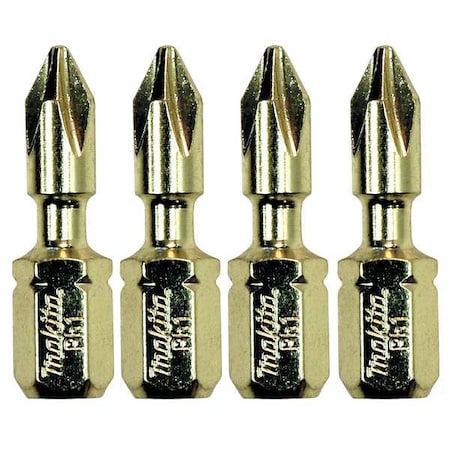 Insert Bit 1/4" Phillips #1 (4)#1Bit PK4 by USA Makita Screwdriver Bits