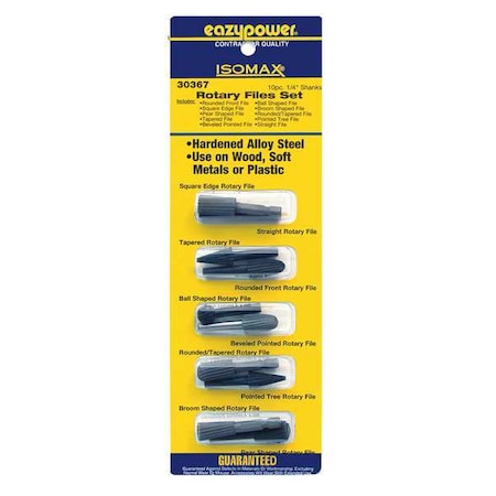 Rotary Files Set 1/4 in. 10 pcs. by USA Eazypower Rotary Tools & Accessories