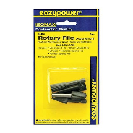 Rotary Files Set 1/4 in. 5 pcs. Type 30403 by USA Eazypower Rotary Tools & Accessories