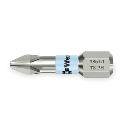 Torsion Bit SAE 1/4" Hex #1 1" SS by USA Wera Screwdriver Bits