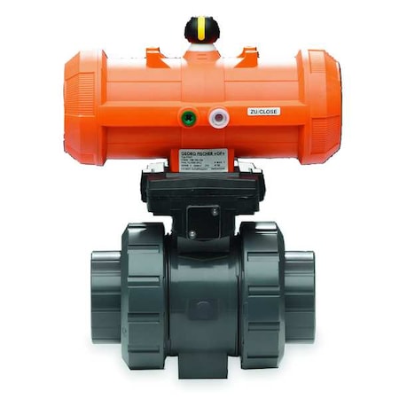 1" Socket PVC Pneumatic Ball Valve Inline by USA GF Piping Pneumatic Flow Control Valves