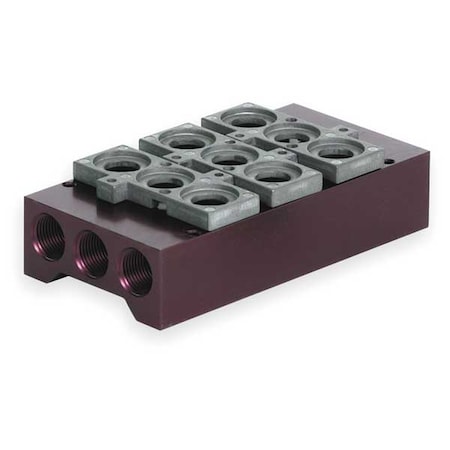 Manifold Block 3 Stations 3/8 NPT by USA Numatics Pneumatic Manifolds