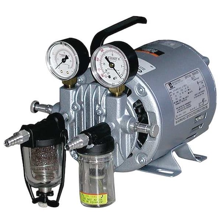 Vacuum Pump Rotary Vane 1/6 HP 20 In HG by USA Gast Rotary Vane Compressors/Vacuum Pumps