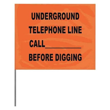 Marking Flag Orange Telephone PVC PK100 by USA Presco Chalk Line Reels
