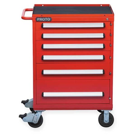 30" Rolling Cabinet 1 Shelf 6 Drawers Red by USA Proto Tool Chest & Side Cabinets
