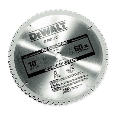 Circular Saw Bld Crbde 10 In 60 Teeth Type DW3106 by USA Dewalt Circular Power Saw Blades