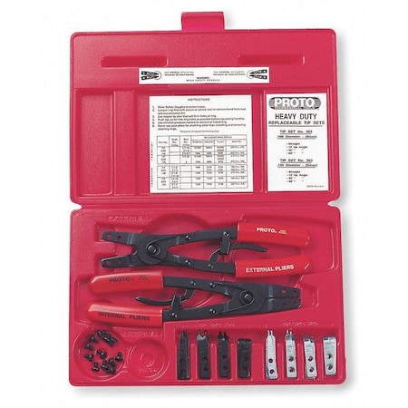 Retaining Ring Plier Set 0 to 90Deg 18pc by USA Proto Retaining & Lock Ring Pliers