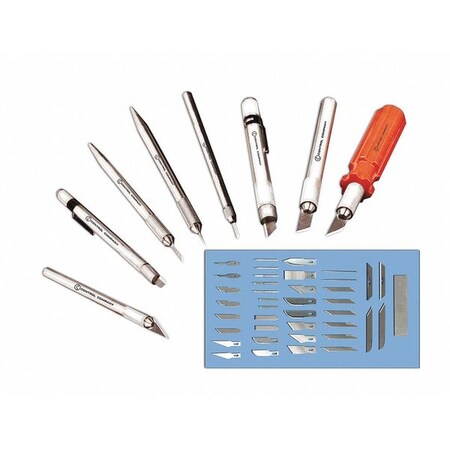 Lab Knife Set Steel Red Handle by USA Rayovac Precision Knives & Blades