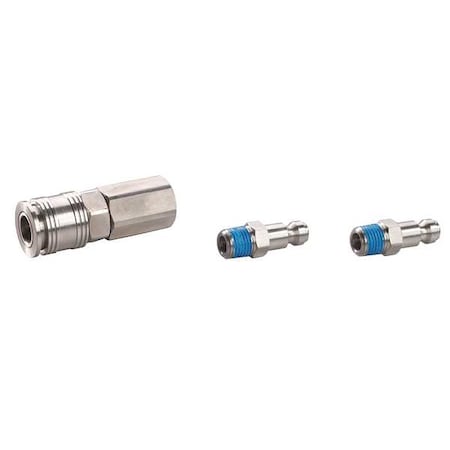 Coupler/Plug Kit NPT 1/4 304 SS Type 30E536 by USA Speedaire Pneumatic Hose Quick Connect Fittings