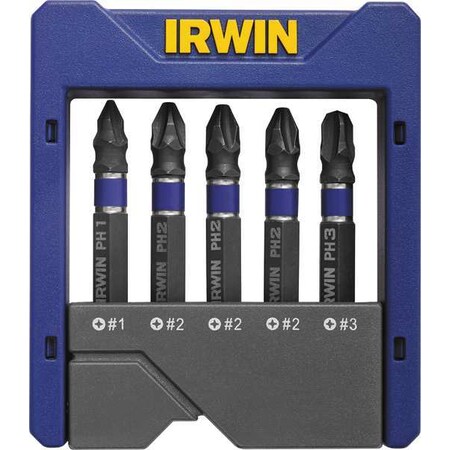 Screwdriver Bit Set 5 Pieces 1/4" Shank Type 1866977 by USA Irwin Screwdriver Bit Sets