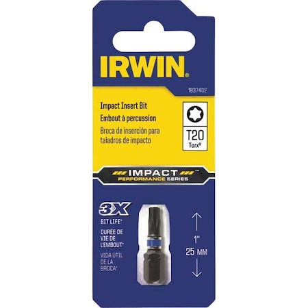 Insert Bit 1/4" Torx T20 PK20 by USA Irwin Screwdriver Bits