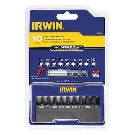 Insert Bit Set 10 Pieces 1/4" Shank by USA Irwin Screwdriver Bits