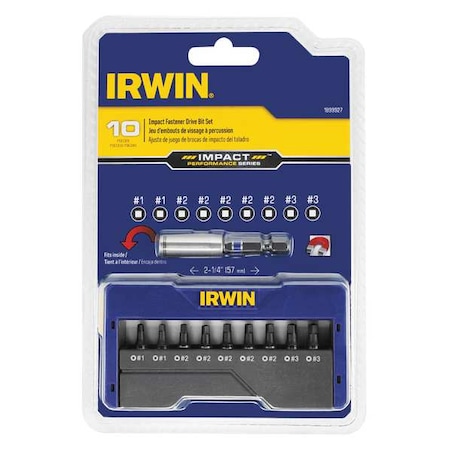 Insert Bit Set 10 Pieces 1/4" Shank Type 1899927 by USA Irwin Screwdriver Bits