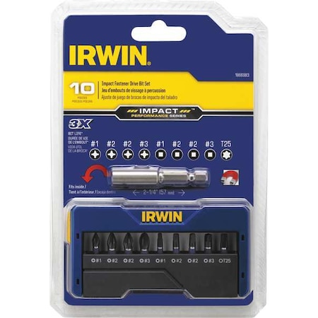 Insert Bit Set 10 Pieces 1/4" Shank Type 1866983 by USA Irwin Screwdriver Bits