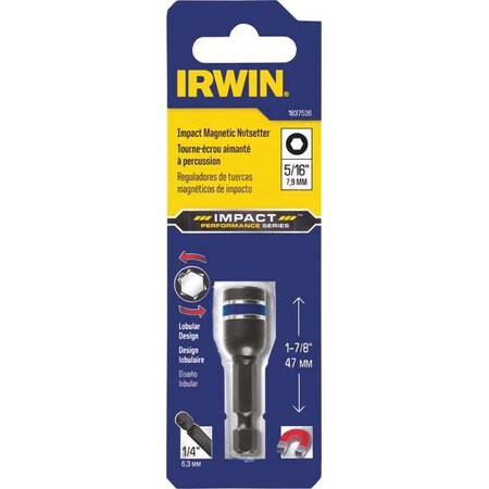Nutsetter 5/16" Hex 1 7/8" L Tool Steel by USA Irwin Nut Setters & Bit Holders