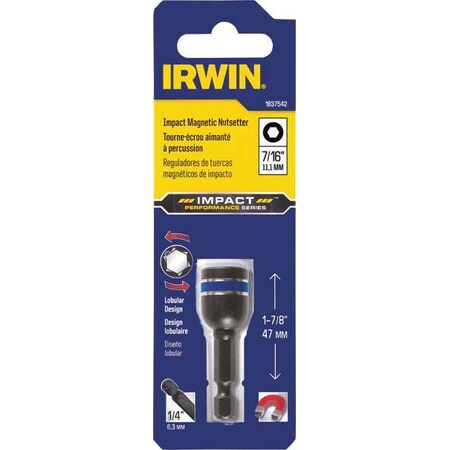 Nutsetter 7/16" Hex 1 7/8" L Tool Steel by USA Irwin Nut Setters & Bit Holders