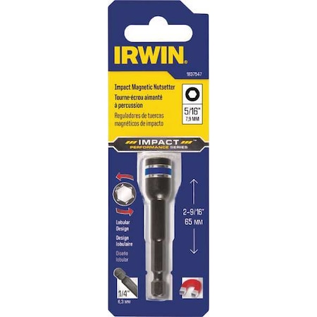 Nutsetter 5/16" Hex 2 9/16" L Tool Steel by USA Irwin Nut Setters & Bit Holders