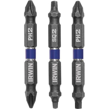 Double End Power Bits 3 Pieces 1/4"Shank by USA Irwin Screwdriver Bit Sets