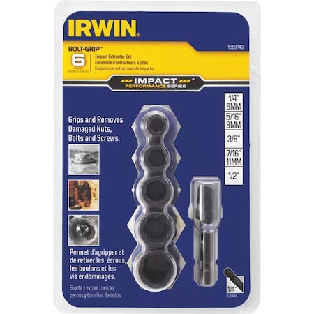 Impact Bolt Extraction Set Square 6 pcs. by USA Irwin Socket Sets