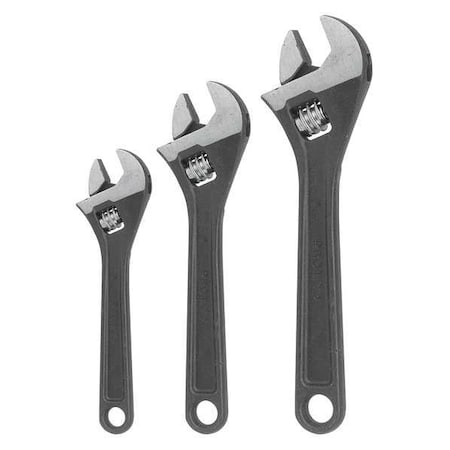 Adj. Wrench Set 8" 10" 12" Black 3 Pc. by USA Proto Adjustable Wrenches