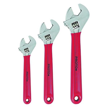 Adj. Wrench Set 8" 10" 12" Chrome 3 Pc. Type J795G by USA Proto Adjustable Wrenches
