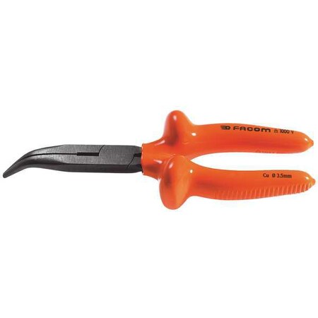 Insulated Bent Needle Nose Plier 7 7/8in Type FA 195.20AVSE by USA Facom Solid Joint Pliers