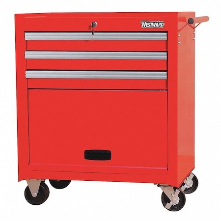 26 11/16" Rolling Cabinet 3 Drawers Red by USA Westward Tool Chest & Side Cabinets