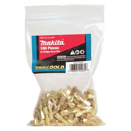Insert Bit 1/4" Phillips #2 100Bit PK100 by USA Makita Screwdriver Bits