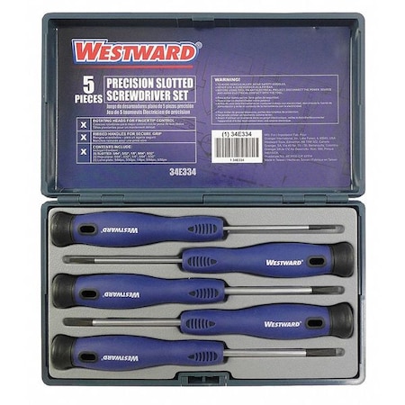Precision Screwdriver Set Slotted 5 pcs. by USA Westward Screwdriver Sets