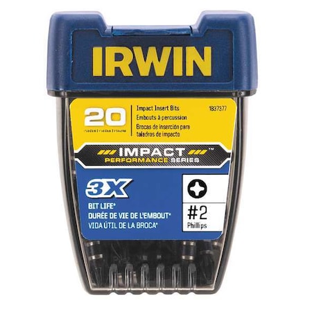 Insert Bit 1/4" Phillips #2 PK20 Type 1837377 by USA Irwin Screwdriver Bits