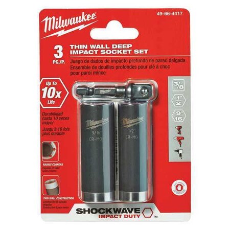 Socket Set 3 Pcs.Socket Drive by USA Milwaukee Nut Setters & Bit Holders