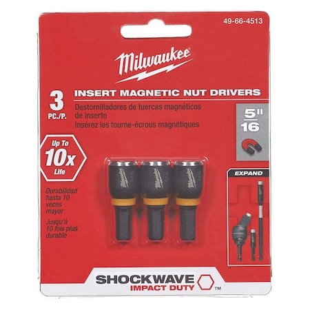 Insert Nutsetter 5/16" Hex 1 1/2" L PK3 by USA Milwaukee Nut Setters & Bit Holders