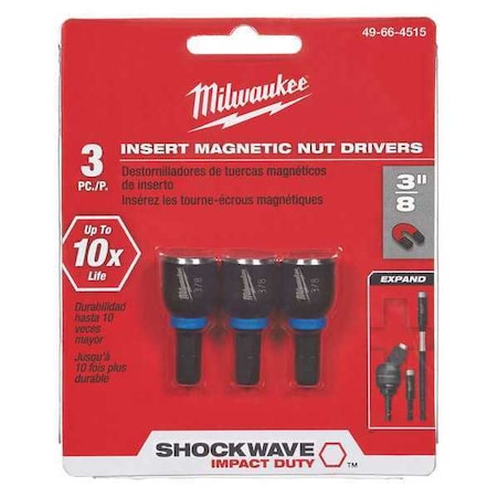 Insert Nutsetter 3/8" Hex 1 1/2" L PK3 by USA Milwaukee Nut Setters & Bit Holders