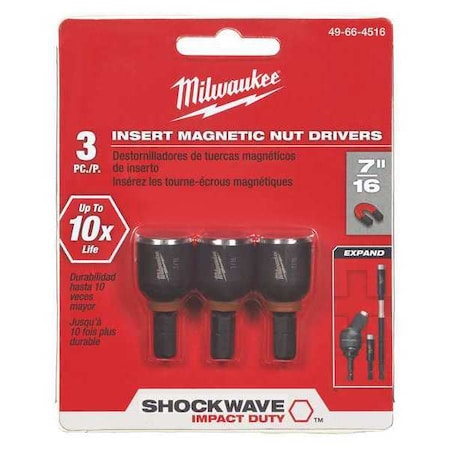 Insert Nutsetter 7/16" Hex 1 1/2" L PK3 by USA Milwaukee Nut Setters & Bit Holders