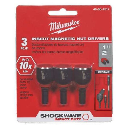 Insert Nutsetter 1/2" Hex 1 1/2" L PK3 by USA Milwaukee Nut Setters & Bit Holders
