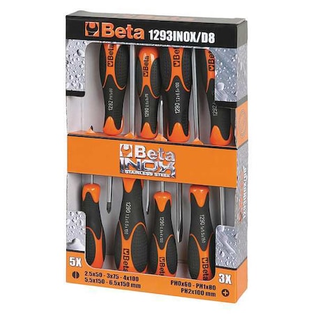 Screwdriver Set Slotted/Phillips 8 Pc Type 12930408 by USA Beta Screwdriver Sets