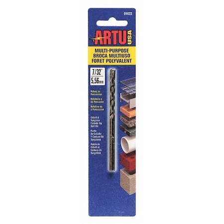 Multi Purpose Drill Bit 7/32 x 3 3/4 In by USA Artu Pilot Point Drill Bits
