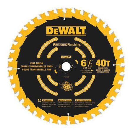 Precision Blade 40 Teeth 6 1/2 In by USA Dewalt Circular Power Saw Blades